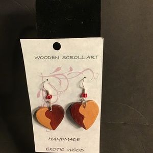 Wood heart earrings